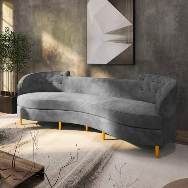 Color 99.25” Velvet Curved Sofa