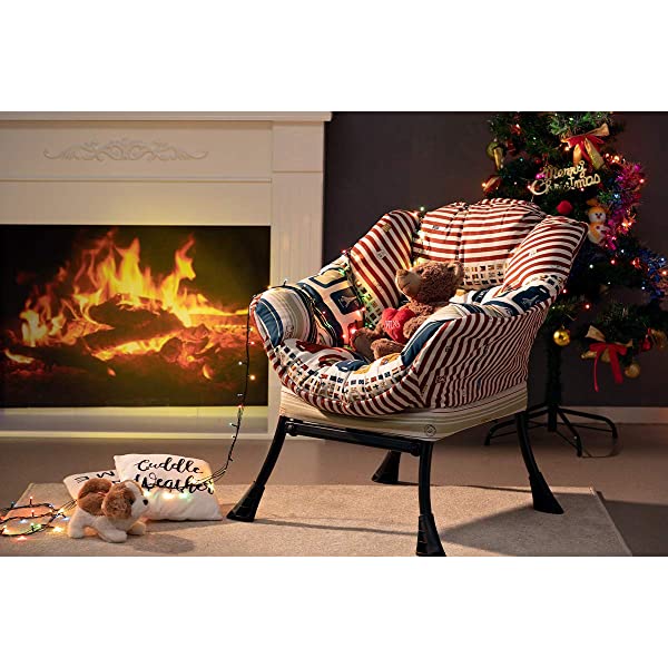 AbocoFur Modern Large Cotton Fabric Lazy Chair，Accent Contemporary Lounge Chair, Single Steel Frame Leisure Sofa Chair with Armrests and A Side Pocket, Beige