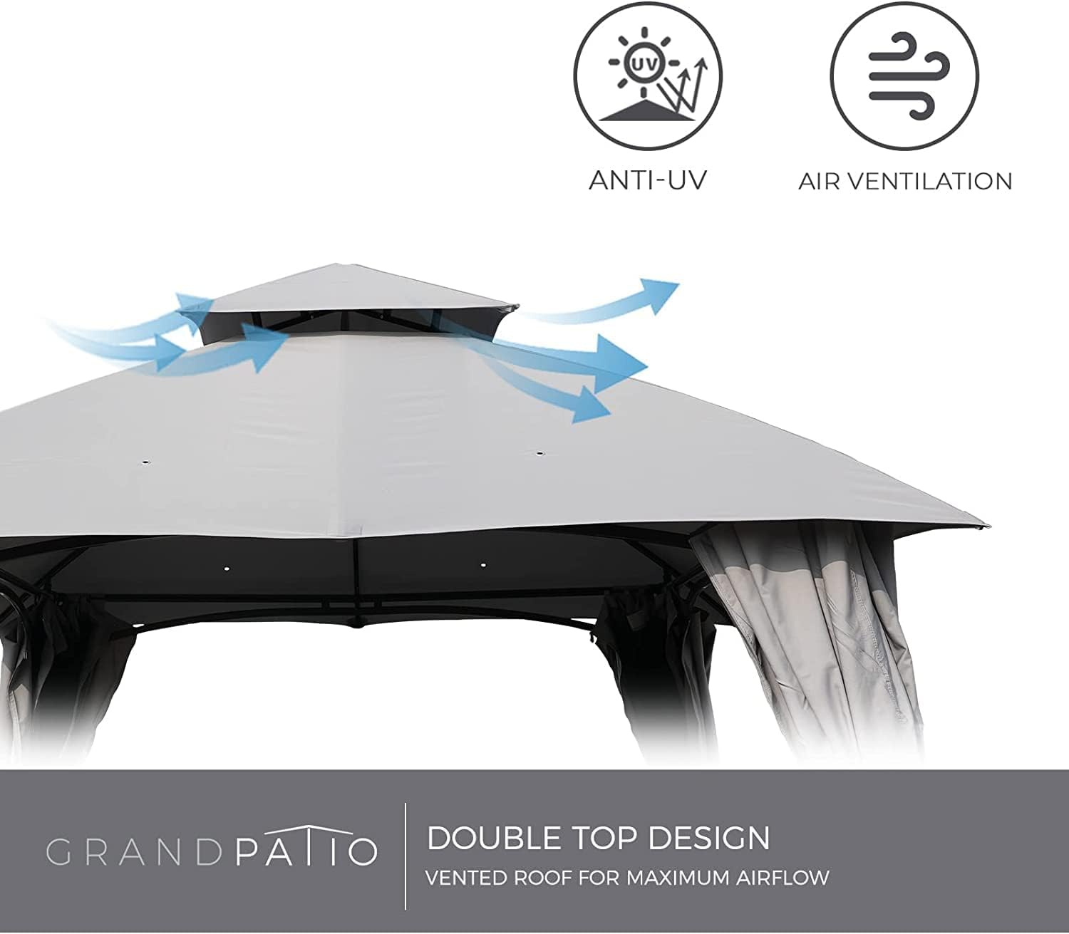 Grand patio Garden Gazebo 4×3M Event Shelter with Side Netting Sun Shade Heavy Duty Outdoor Canopy for BBQ Event Party - Gray