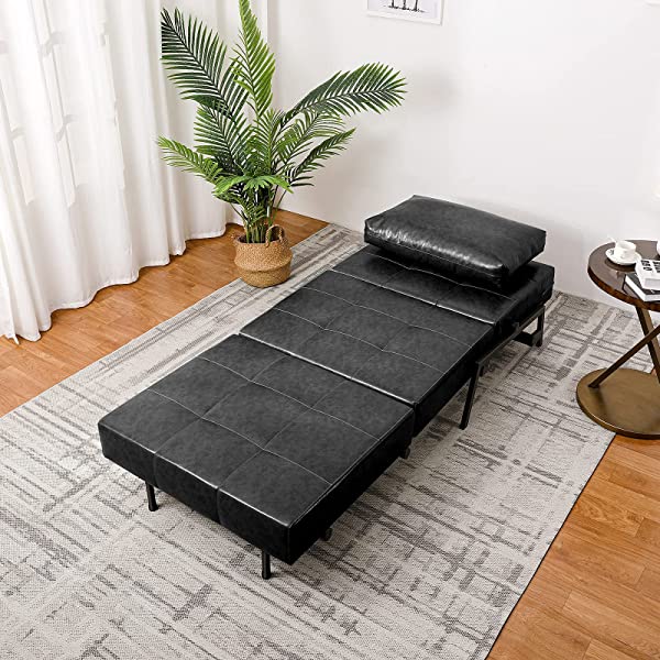 Vonanda Sofa Bed, Folding Velvet Sleeper Sofa, Modern Sleeper Chair Bed with Hidden Legs and Sturdy Frame for Small Living Space, Velvet Hunter Green