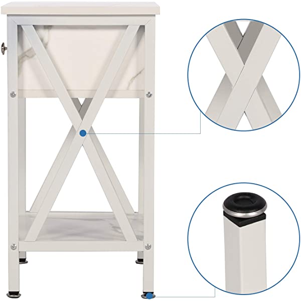 VECELO Modern Versatile Nightstands X-Design Side End Table Night Stand Storage Shelf with Bin Drawer for Living Room Bedroom, Brown+Black Brown+black Modern