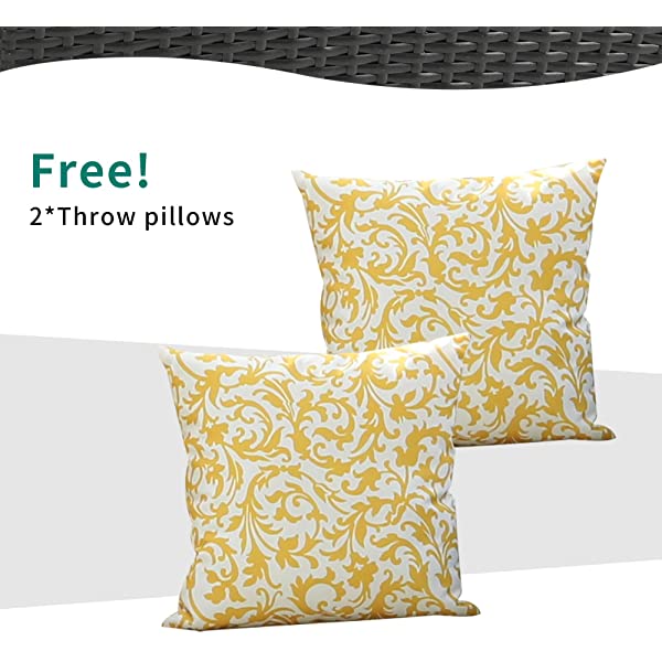 YITAHOME 4 Pieces Outdoor Furniture Sofa Set, PE Rattan Wicker Sectional Furniture Conversation Set with Cushions and Table for Porch Lawn Garden, Black