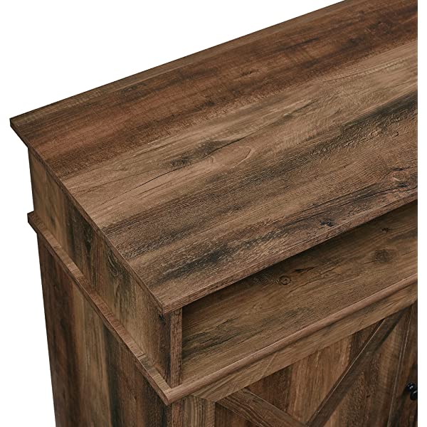 Walker Edison Richmond modern farmhouse sliding barn door TV stand for up to 52 inches, white and rustic oak white without fireplace 52 inches TV