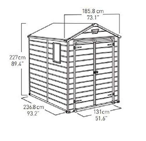6x8 ft Keter Manor Outdoor Garden Storage Shed, Beige.