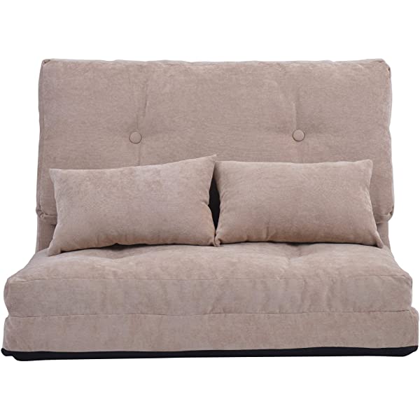 Harper&Bright Designs Folding Lazy Sofa Floor Chaise Lounge Chair Futon with Back Support, Beige