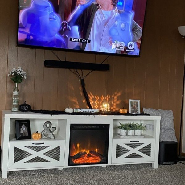 TV Stand for TVs up to 85′′ with Fireplace Included