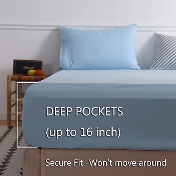 LBRO2M Bed Sheet Set Queen Size 16 Inches Deep Pocket 1800 Thread Count 100% Microfiber Sheet,Bedding Super Soft Comfortable, Cool Warm,4 Piece（Dark Grey） Dark Grey Queen