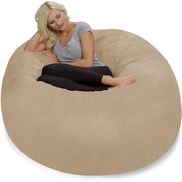 Chill Sack Bean Bag Chair: Giant 5' Memory Foam Furniture Bean Bag - Big Sofa with Soft Micro Fiber Cover - Navy Microsuede - Navy