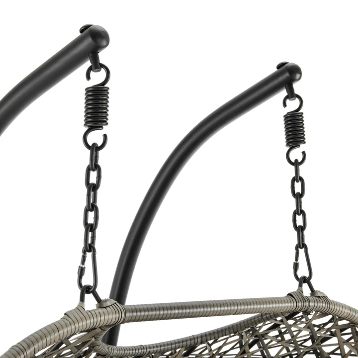 Double Egg Chair and Single Egg Chair with Stand, Luxury Wicker Rattan Patio Basket Swing Egg Chair