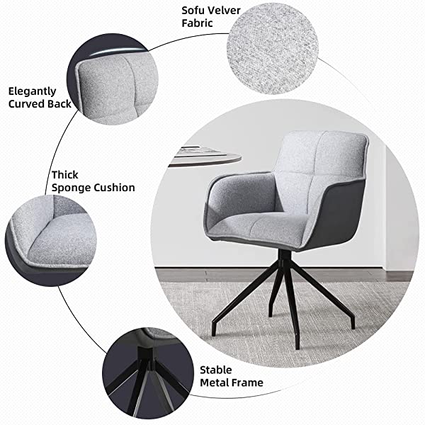 360°Swivel Home Study Velvet Chair Student Sedentary Comfortable Armchair Backrest Desk seat Anchor Rotating Living Chairs (Yellow/Gold)