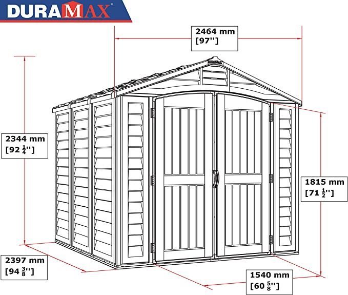 8' x 8' Plastic Garden Shed, Fire Retardant and Weatherproof, Ado Color