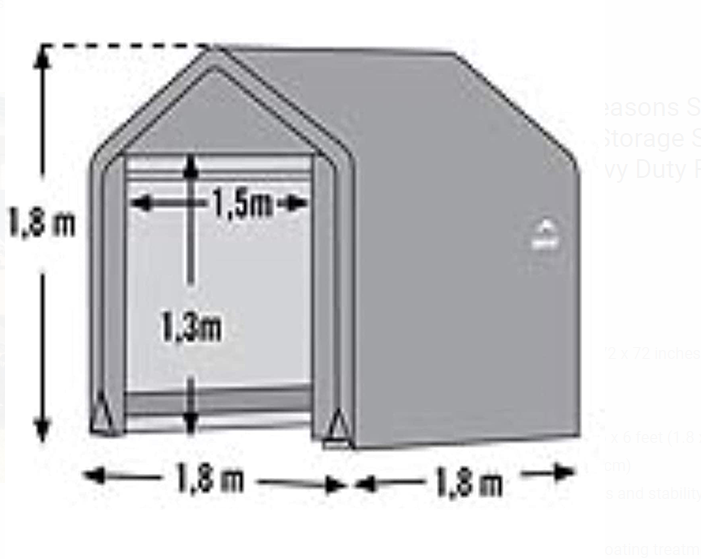 6’x 6’Shed-in-a-Box Four Seasons Steel Metal Peak Roof Outdoor Storage Shed with Waterproof Cover and Heavy Duty Reusable Screw Anchor, Gray