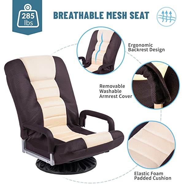 Harper&Bright Designs Folding Lazy Sofa Floor Chaise Lounge Chair Futon with Back Support, Beige