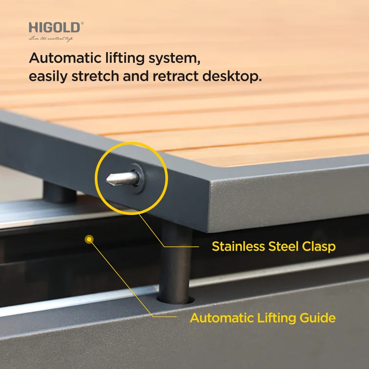 Heck Rectangular 8 - Person Outdoor Dining Set with Extension Teak Tabletop