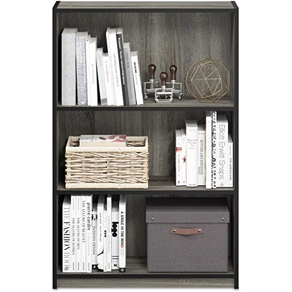 FURINNO JAYA Simple Home 3-Tier Adjustable Shelf Bookcase, White White 3-Tier Bookcase