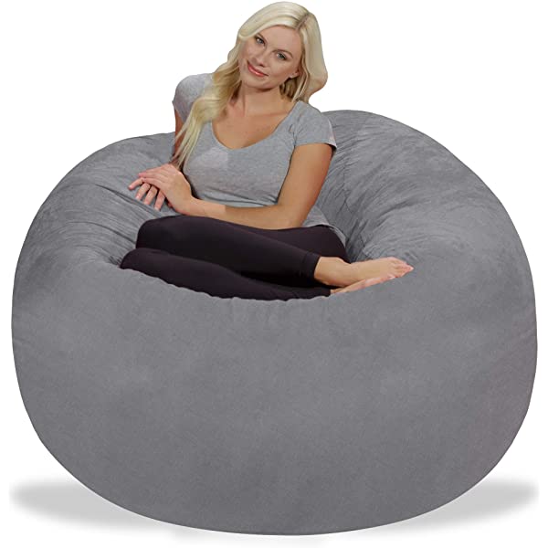 Chill Sack Bean Bag Chair: Giant 5' Memory Foam Furniture Bean Bag - Big Sofa with Soft Micro Fiber Cover - Navy Microsuede - Navy