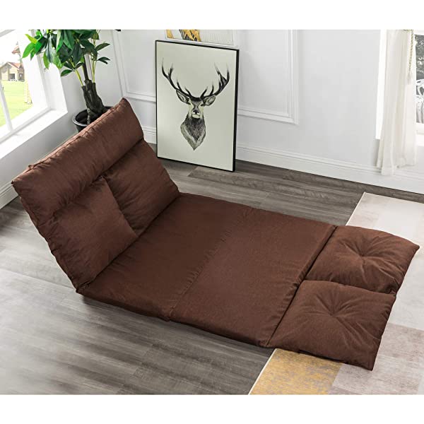 Harper&Bright Designs Folding Lazy Sofa Floor Chaise Lounge Chair Futon with Back Support, Beige