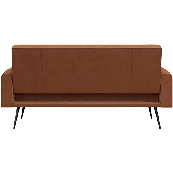 Novogratz 2360379N Z Stevie, Convertible Sofa Bed Couch, Ivory Velvet Futon