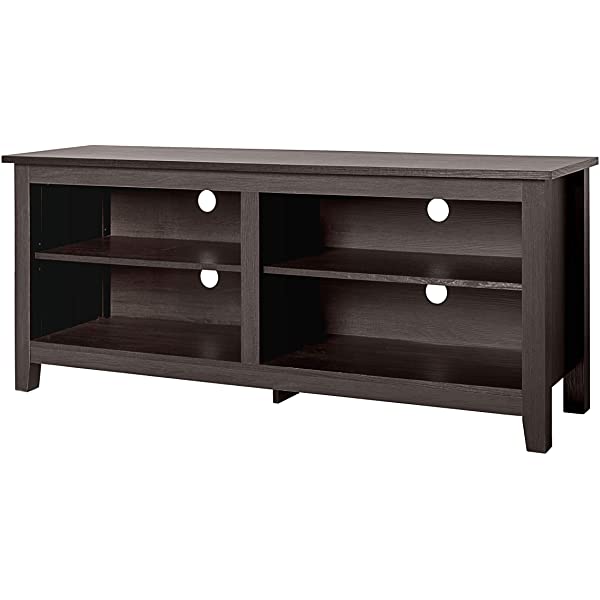 Walker Edison Wren Classic 4 Cubby TV Stand for TVs up to 65 Inches, 58 Inch, Black Black 58 InchTV Stand