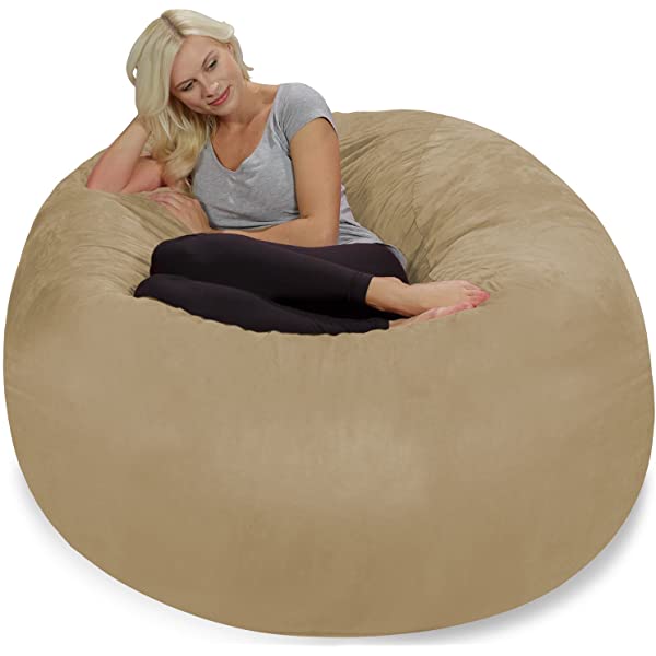 Chill Sack Bean Bag Chair: Giant 5' Memory Foam Furniture Bean Bag - Big Sofa with Soft Micro Fiber Cover - Navy Microsuede - Navy