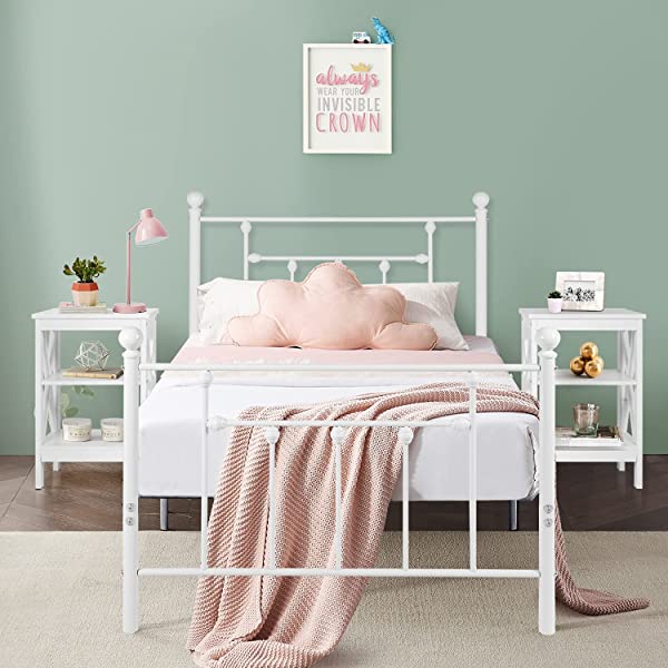 VECELO Modern Versatile Nightstands X-Design Side End Table Night Stand Storage Shelf with Bin Drawer for Living Room Bedroom, Brown+Black Brown+black Modern