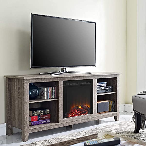 Walker Edison Wren Classic 4 Cubby TV Stand for TVs up to 65 Inches, 58 Inch, Black Black 58 InchTV Stand