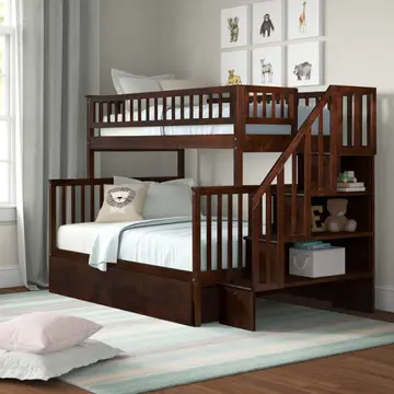 Shyann Twin Over Full Solid Wood Standard Bunk Bed with Shelves by Three Posts™ Baby & Kids