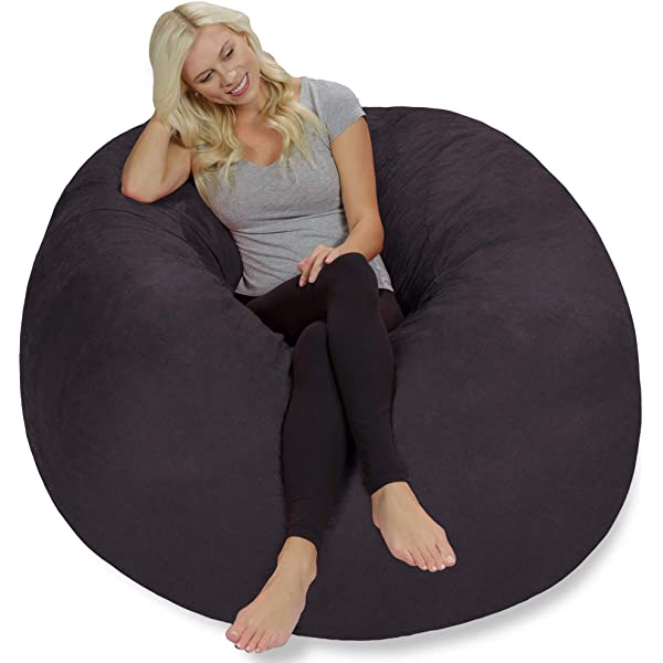 Chill Sack Bean Bag Chair: Giant 5' Memory Foam Furniture Bean Bag - Big Sofa with Soft Micro Fiber Cover - Navy Microsuede - Navy