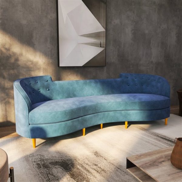 Color 99.25” Velvet Curved Sofa