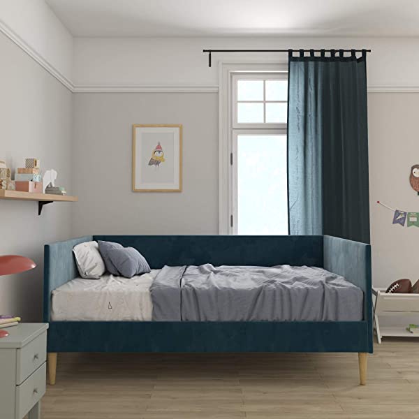 DHP Franklin Mid Century Upholstered Daybed, Sofa Bed, Twin Size Frame, Tan Linen Linen Twin Tan