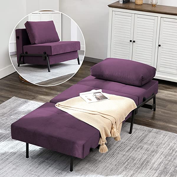 Vonanda Sofa Bed, Folding Velvet Sleeper Sofa, Modern Sleeper Chair Bed with Hidden Legs and Sturdy Frame for Small Living Space, Velvet Hunter Green