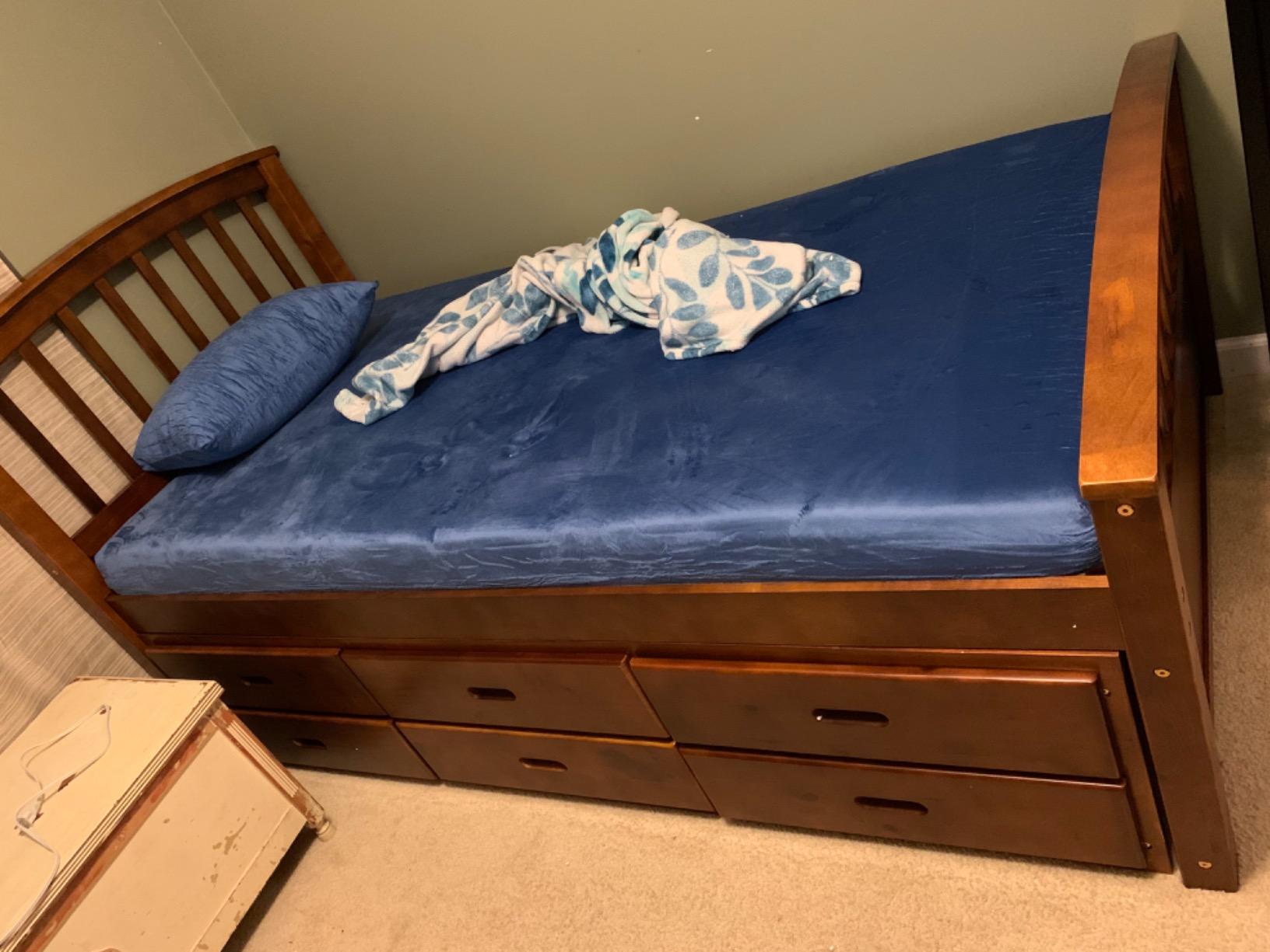 【Furniture】Harper & Bright Designs Twin Captain's Bed with Trundle and Three Storage Drawers