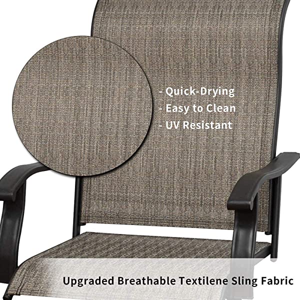 Will-Mall Patio Furniture Swivel Bar Chairs Set of 2, Outdoor High Bistro Stools, Textilene Fabric Bar Height Patio Chairs, for Lawn, Backyard and Garden (2 Bar Chairs)