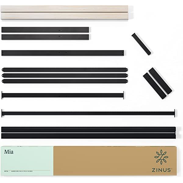 ZINUS Mia Metal Platform Bed Frame / Wood Slat Support / No Box Spring Needed / Easy Assembly, Black, Full Standard Full Black