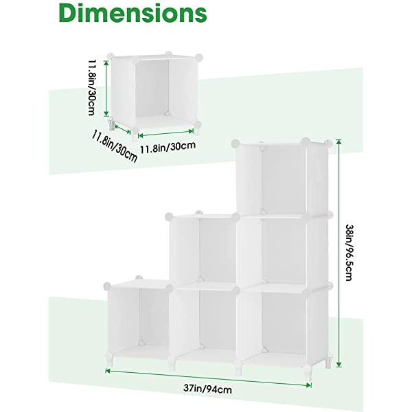 Puroma Cube Storage Organizer 6-Cube Closet Storage Shelves with Wooden Mallet DIY Closet Cabinet Bookshelf Plastic Square Organizer Shelving for Home, Office, Bedroom - Black Black Medium