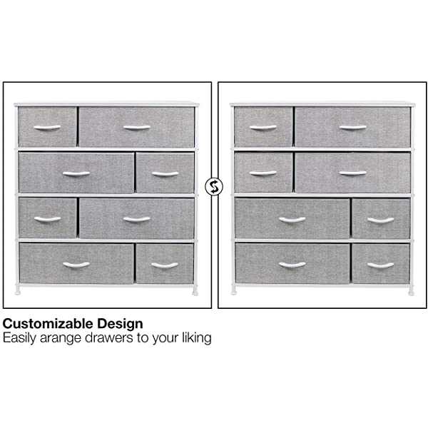 Sorbus Dresser with 8 Drawers - Furniture Storage Chest Tower Unit for Bedroom, Hallway, Closet, Office Organization - Steel Frame, Wood Top, Easy Pull Fabric Bins (White)