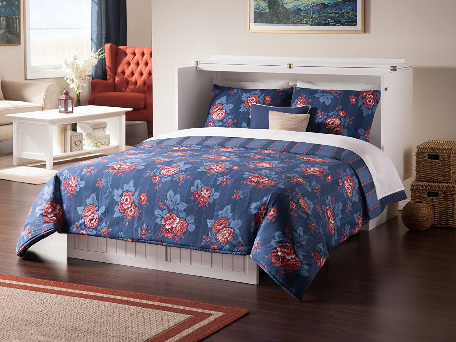 【Furniture】Atlantic Furniture Nantucket Murphy Bed Chest with Charging Station & Mattress, Queen, Espresso