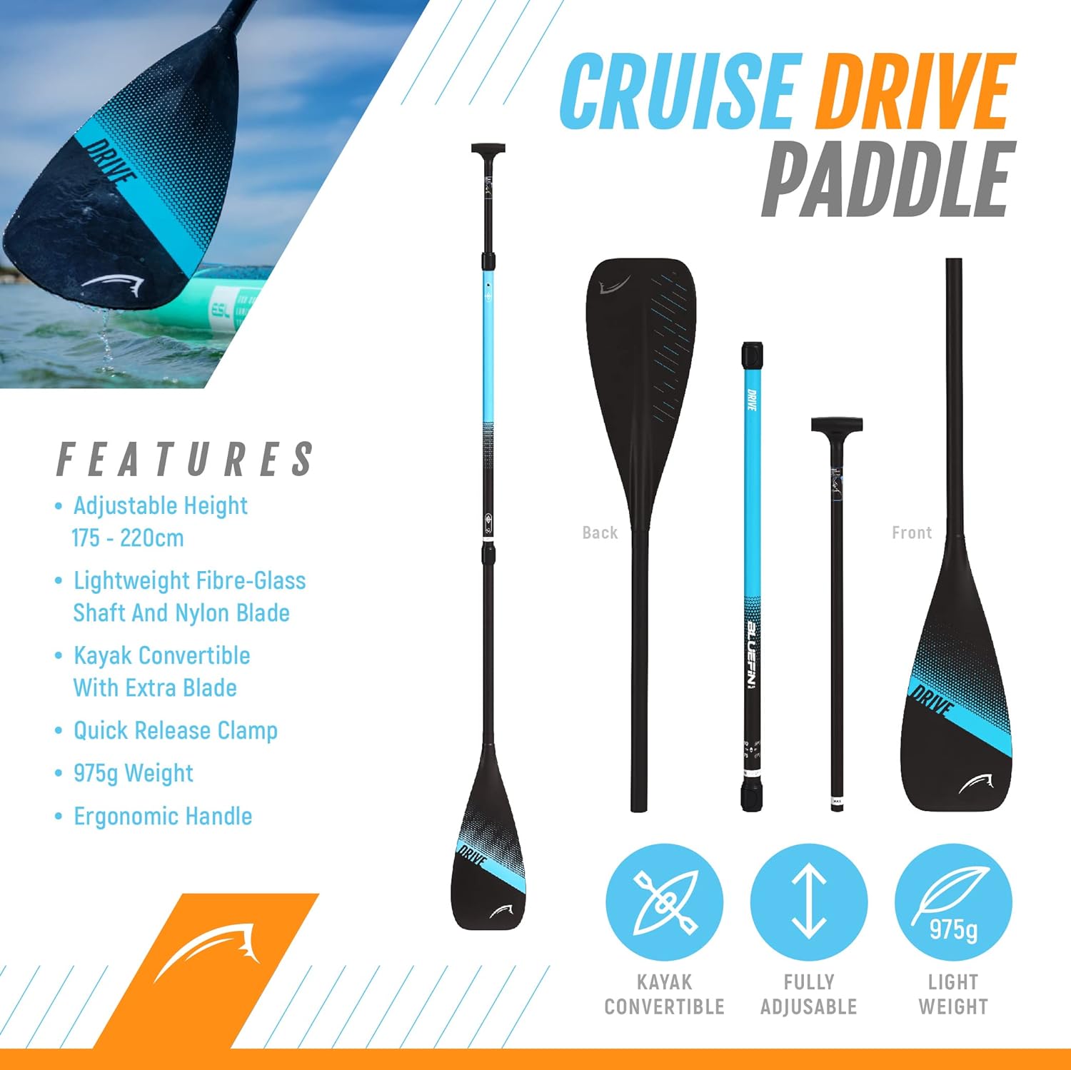 Bluefin Cruise SUP Inflatable Stand Up Paddle Board | Premium Paddleboard Accessories | Multiple sizes: Kids, 9'8, 10'4, 10’8, 12’, 15'